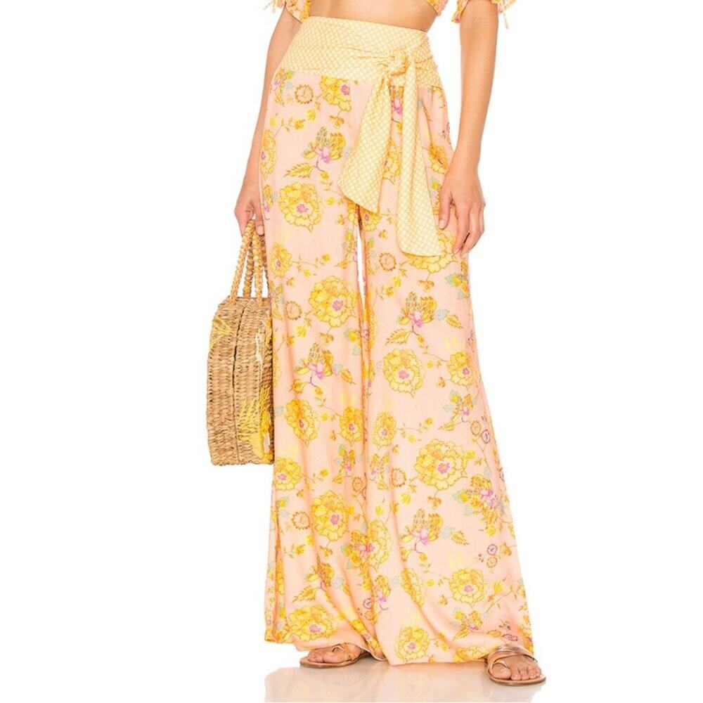 Tularosa Wide Leg High Rise Pants in Garden Floral